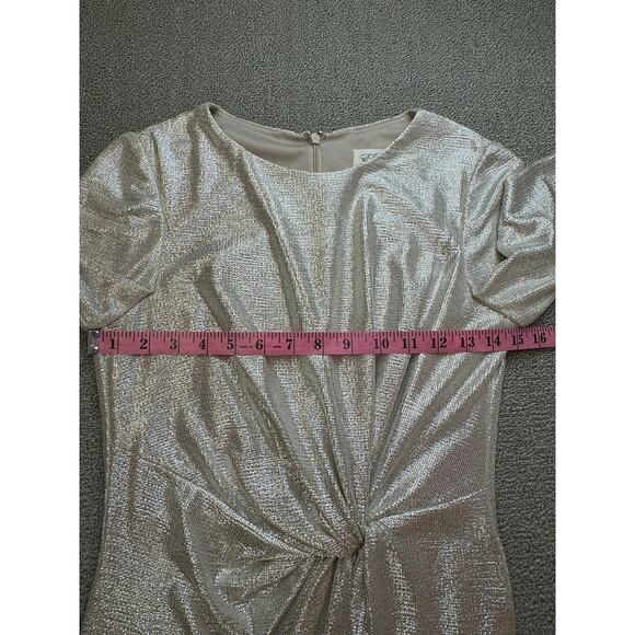 Eliza J Formal Dress Full Length Gown Twist Metallic Silver Sparkly Size 8 - Picture 9 of 13